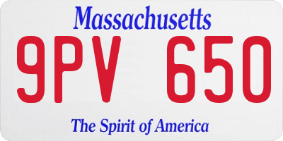 MA license plate 9PV650