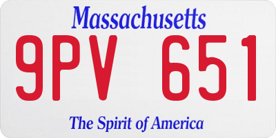 MA license plate 9PV651