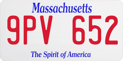 MA license plate 9PV652