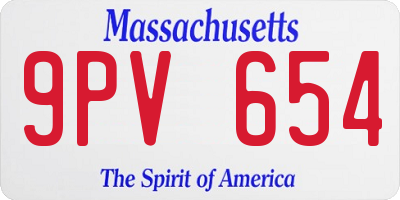 MA license plate 9PV654