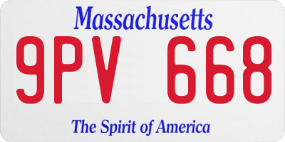 MA license plate 9PV668