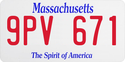 MA license plate 9PV671