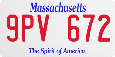 MA license plate 9PV672
