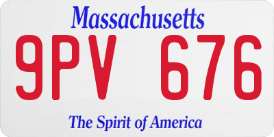 MA license plate 9PV676