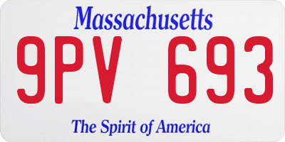 MA license plate 9PV693