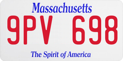 MA license plate 9PV698