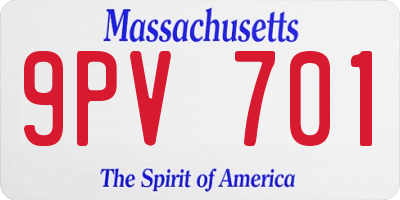 MA license plate 9PV701