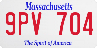 MA license plate 9PV704