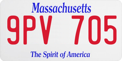 MA license plate 9PV705