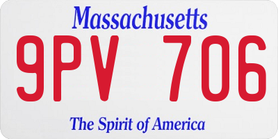 MA license plate 9PV706