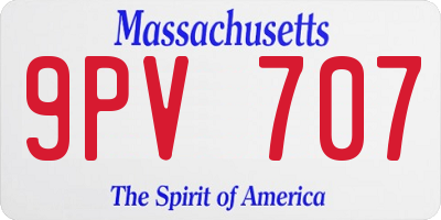 MA license plate 9PV707