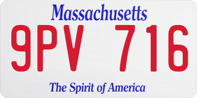 MA license plate 9PV716
