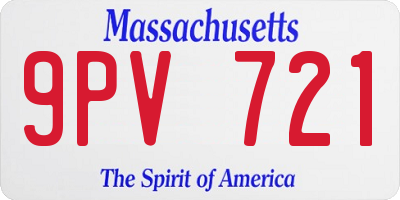 MA license plate 9PV721