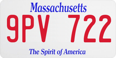 MA license plate 9PV722