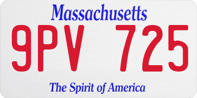 MA license plate 9PV725