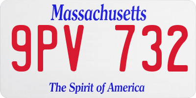 MA license plate 9PV732