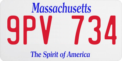 MA license plate 9PV734