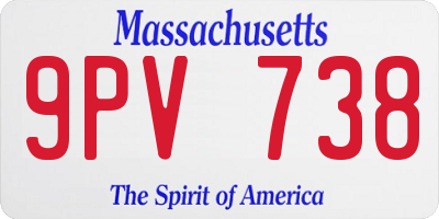 MA license plate 9PV738