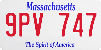 MA license plate 9PV747