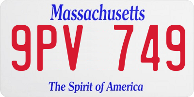 MA license plate 9PV749