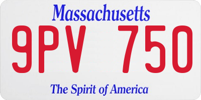 MA license plate 9PV750