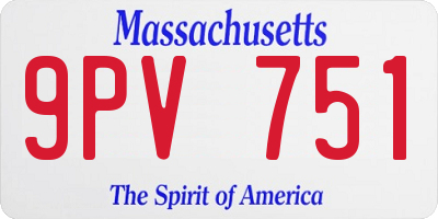 MA license plate 9PV751