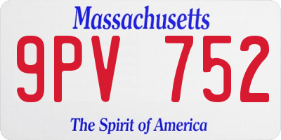 MA license plate 9PV752