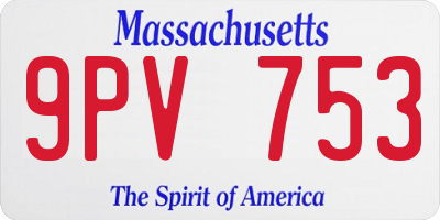 MA license plate 9PV753