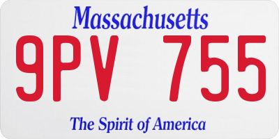 MA license plate 9PV755