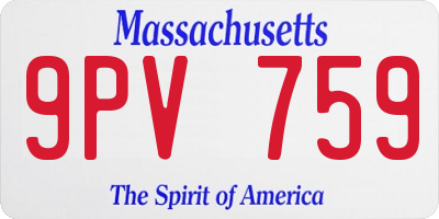 MA license plate 9PV759