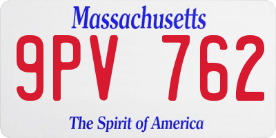 MA license plate 9PV762