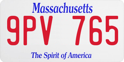 MA license plate 9PV765