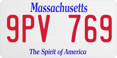 MA license plate 9PV769