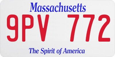 MA license plate 9PV772