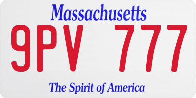 MA license plate 9PV777