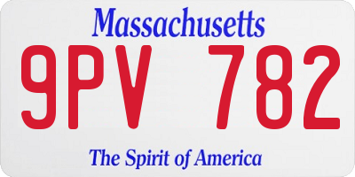 MA license plate 9PV782