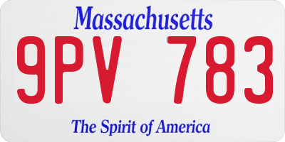 MA license plate 9PV783