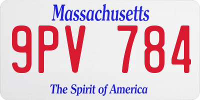 MA license plate 9PV784