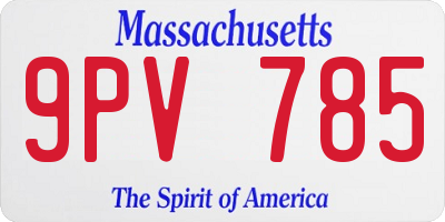 MA license plate 9PV785