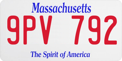 MA license plate 9PV792