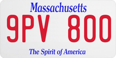 MA license plate 9PV800