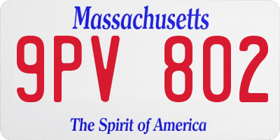 MA license plate 9PV802