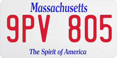 MA license plate 9PV805