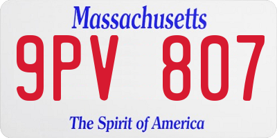 MA license plate 9PV807