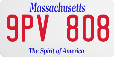MA license plate 9PV808
