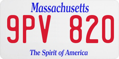 MA license plate 9PV820