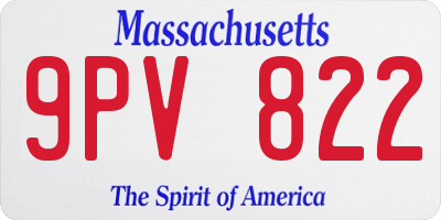 MA license plate 9PV822