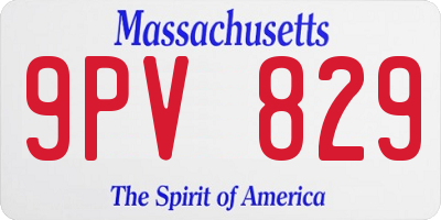 MA license plate 9PV829