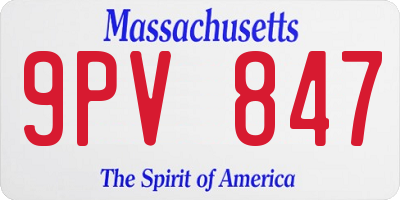 MA license plate 9PV847