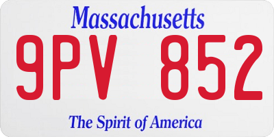 MA license plate 9PV852